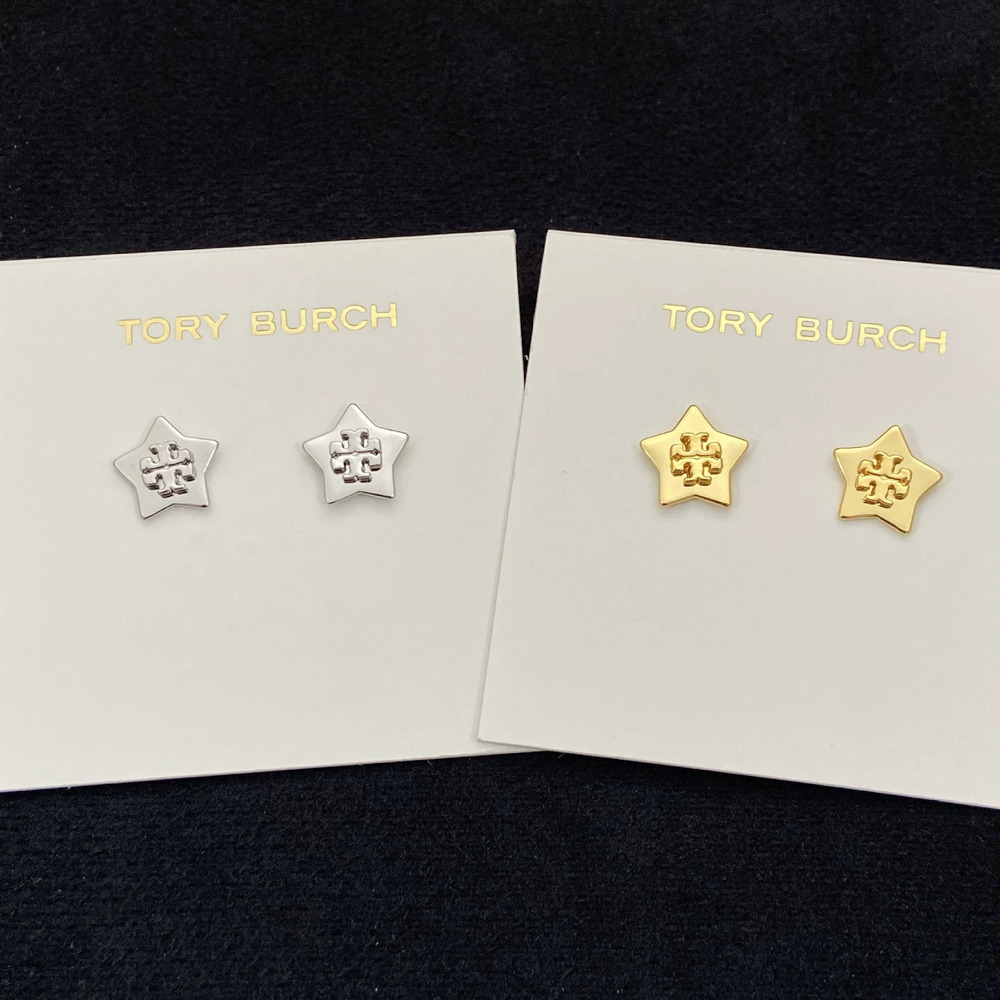 Tory Burch Inlaid Letter Five Star Stud Earrings